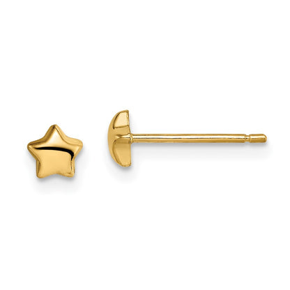 14k Yellow Gold Star Stud Earrings Gift for Women