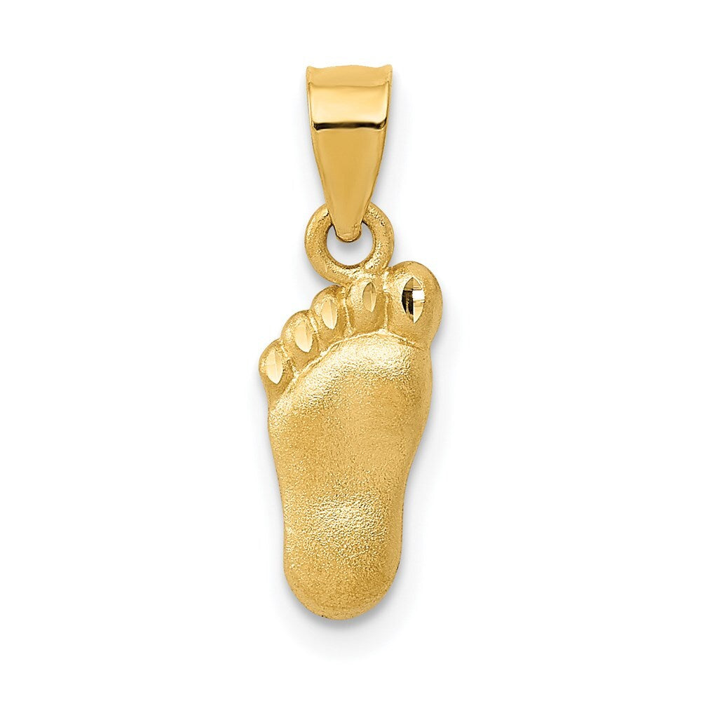 14k Yellow Gold Diamond-cut Foot Charm Pendant for Women