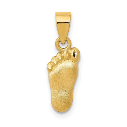 14k Yellow Gold Diamond-cut Foot Charm Pendant for Women