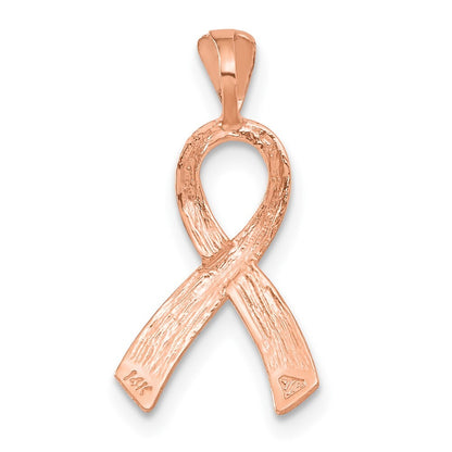 14k Rose Gold Diamond-cut Awareness Pendant for Women
