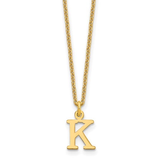 14k Yellow Gold Cutout Letter K Initial Necklace