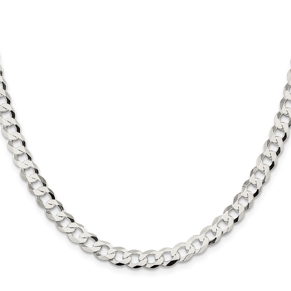 Sterling Silver 6.8mm Flat Curb Chain Necklace