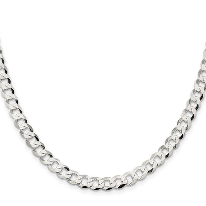 Sterling Silver 6.8mm Flat Curb Chain Necklace