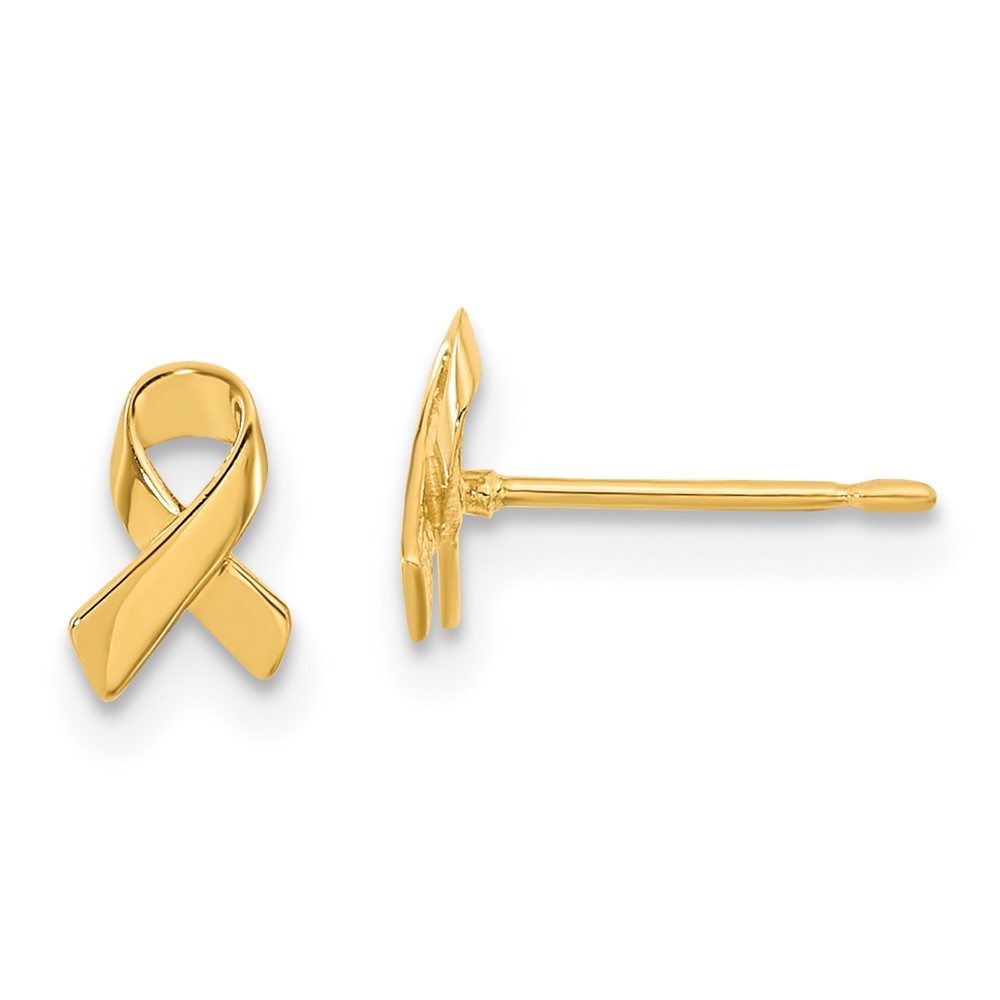 14k Yellow Gold Madi K Awareness Ribbon Post Earrings