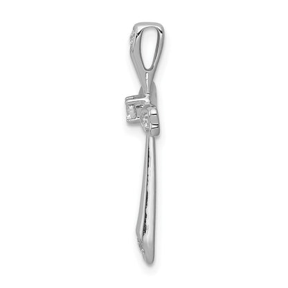 14k White Gold 1/10ct. Diamond Cross Chain Slide Pendant for Women