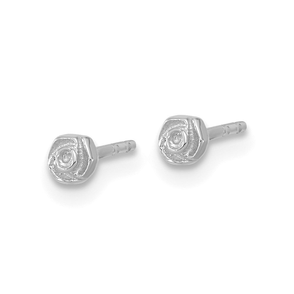 14K White Gold Polished Rose Earrings
