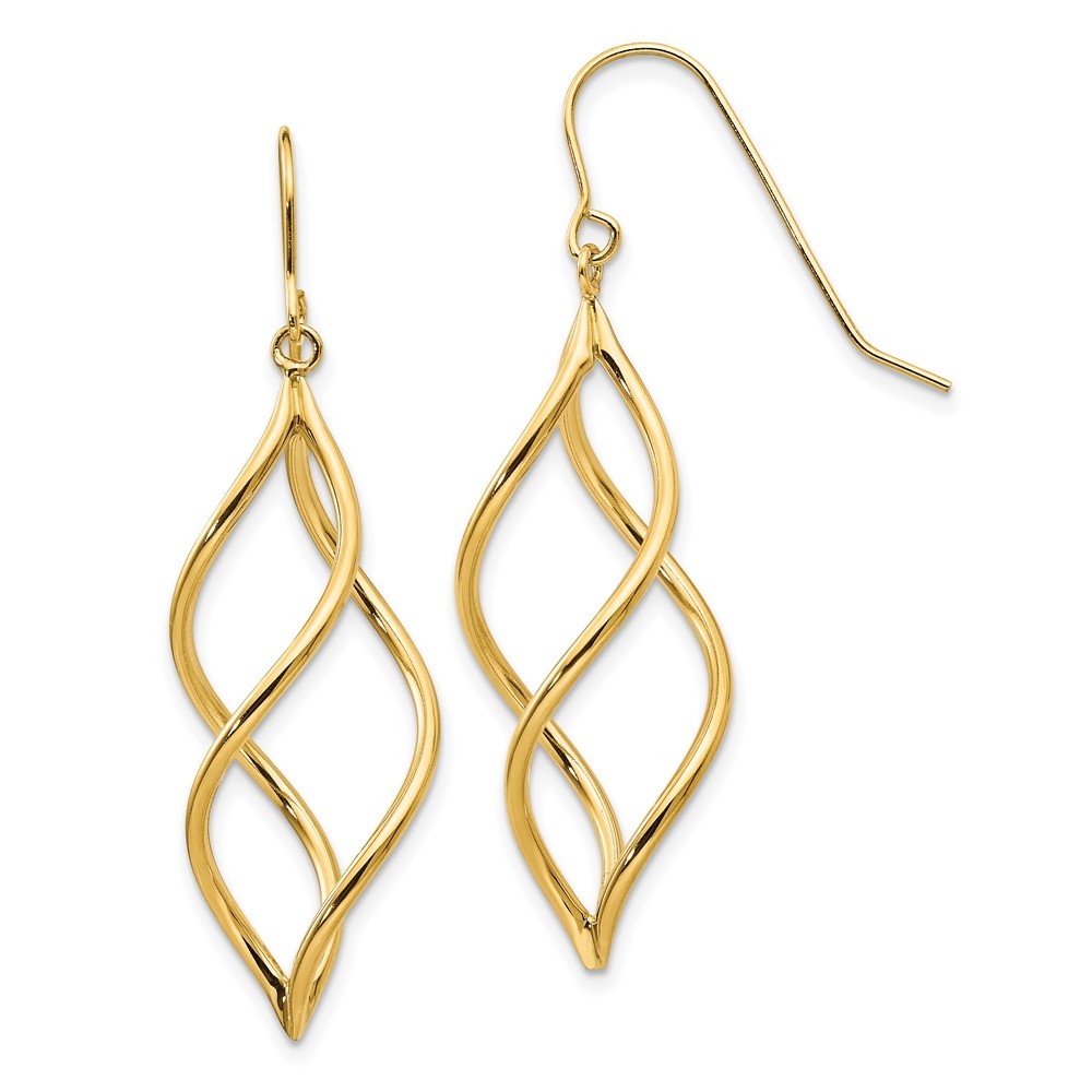 14k Yellow Gold Twisted Dangle Earrings