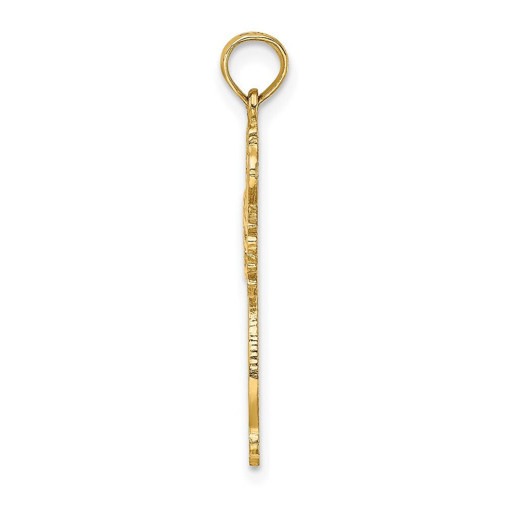 14k Yellow Gold Cut-Out Scroll Framed Cross Charm Pendant for Women