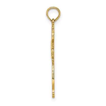 14k Yellow Gold Cut-Out Scroll Framed Cross Charm Pendant for Women