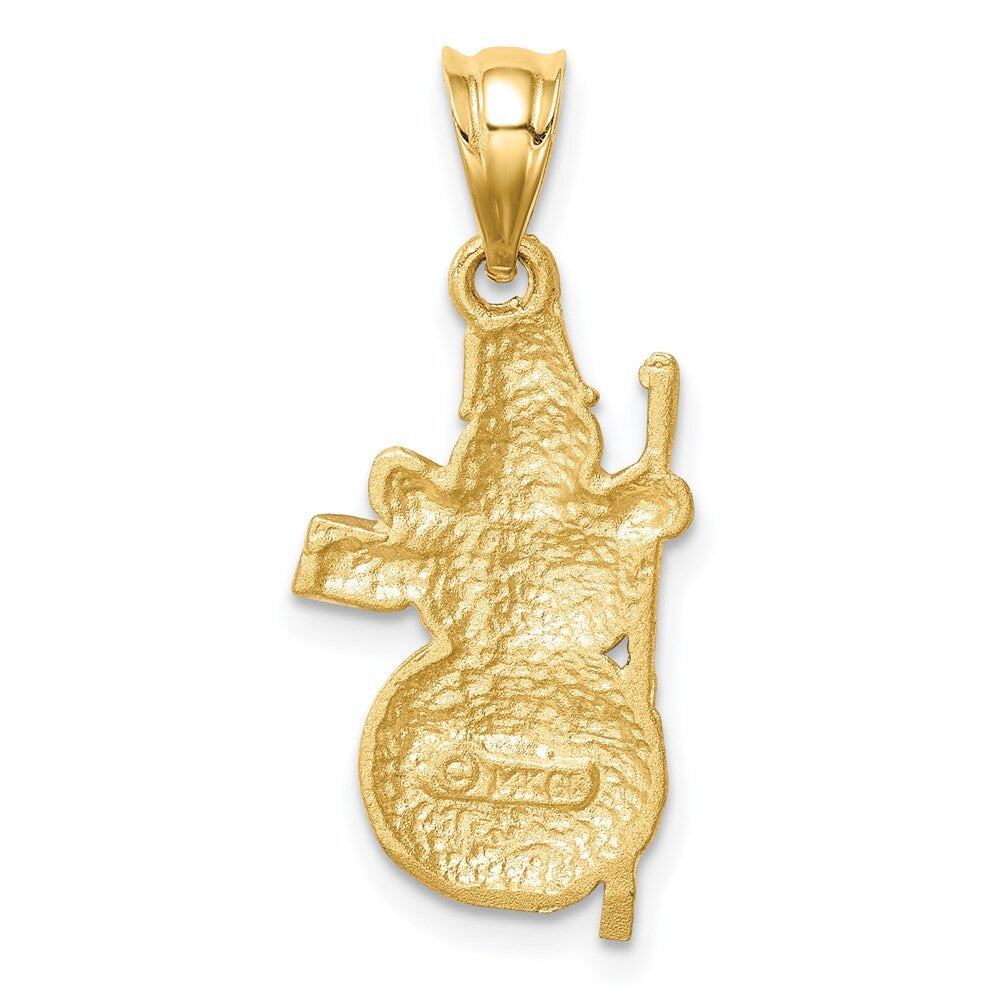 14k Yellow Gold Diamond-cut Brushed and Polished Snowman Pendant for Women