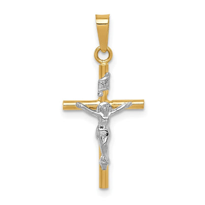 14k Two-tone Gold INRI Crucifix Pendant for Women