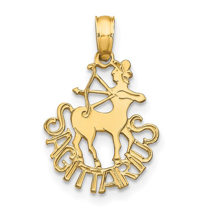 14k Yellow Gold SAGITTARIUS Zodiac Charm Pendant for Women