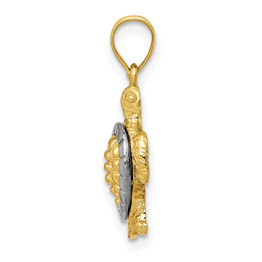 14k Two-tone Gold Gold Turtle Charm Pendant for Women