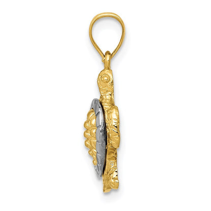 14k Two-tone Gold Gold Turtle Charm Pendant for Women