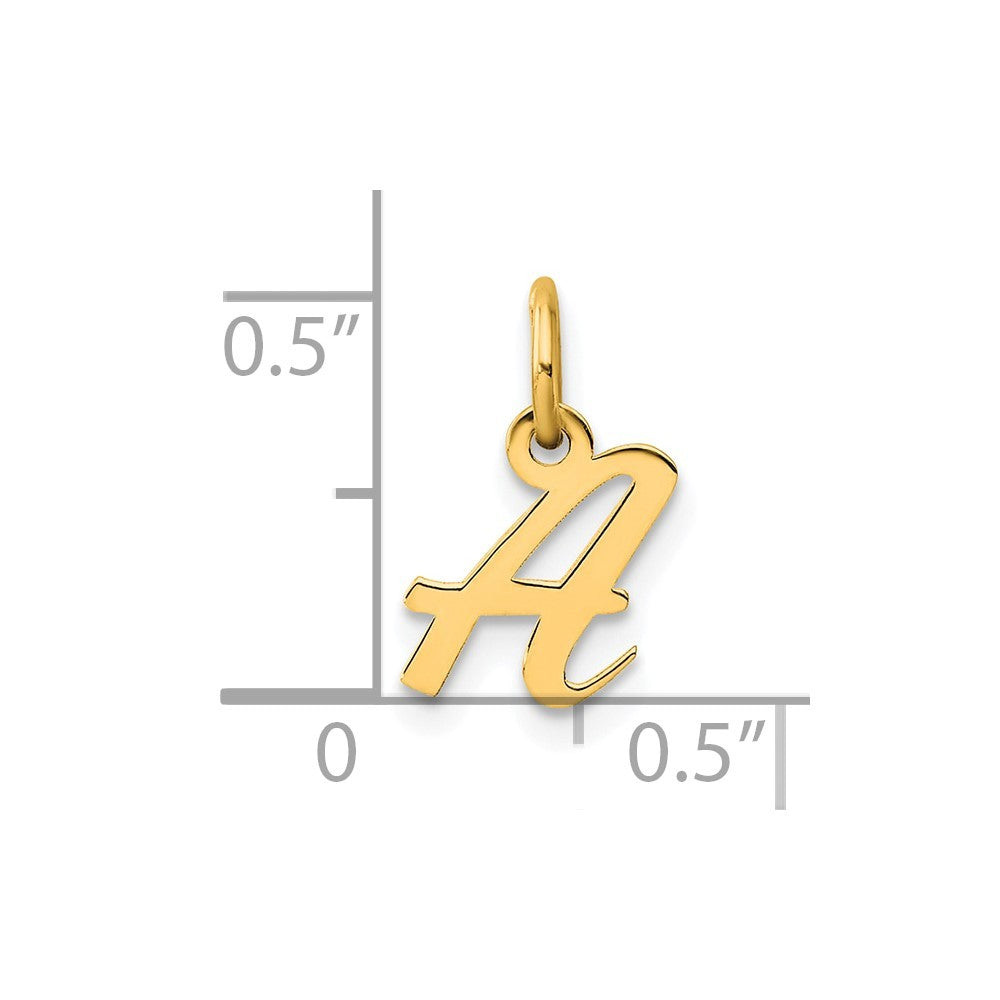 14k Yellow Gold Small Script Letter A Initial Charm Pendant