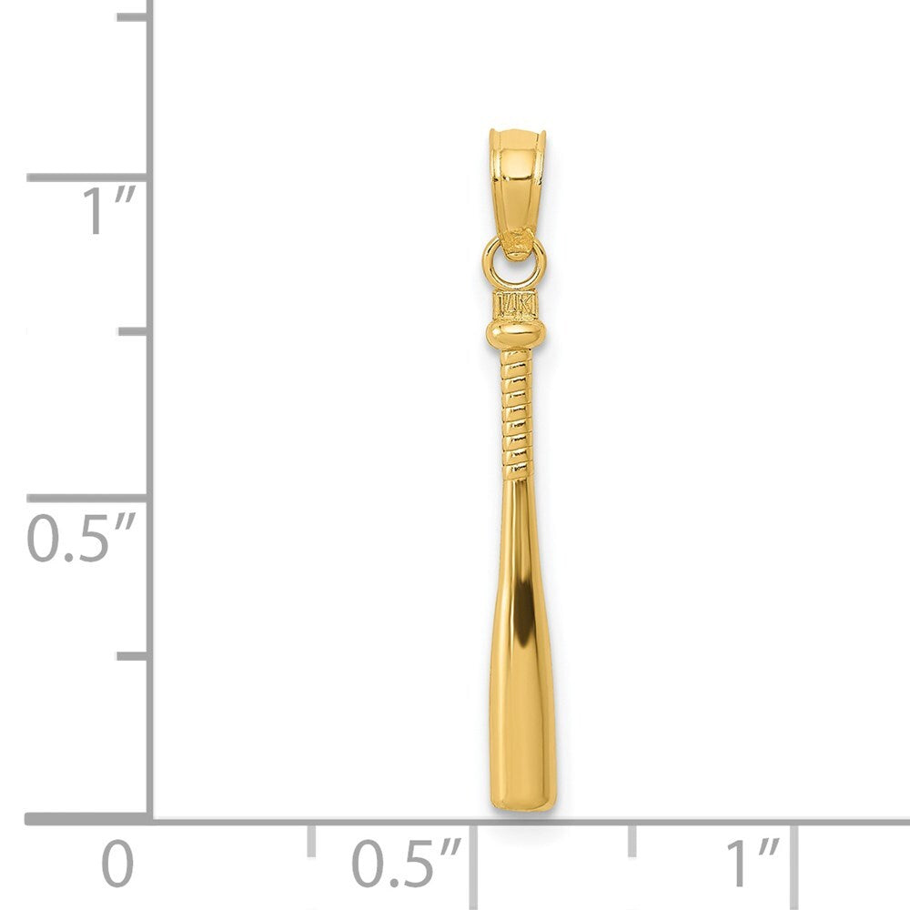 14k Yellow Gold 3-D Baseball Bat Pendant for Women