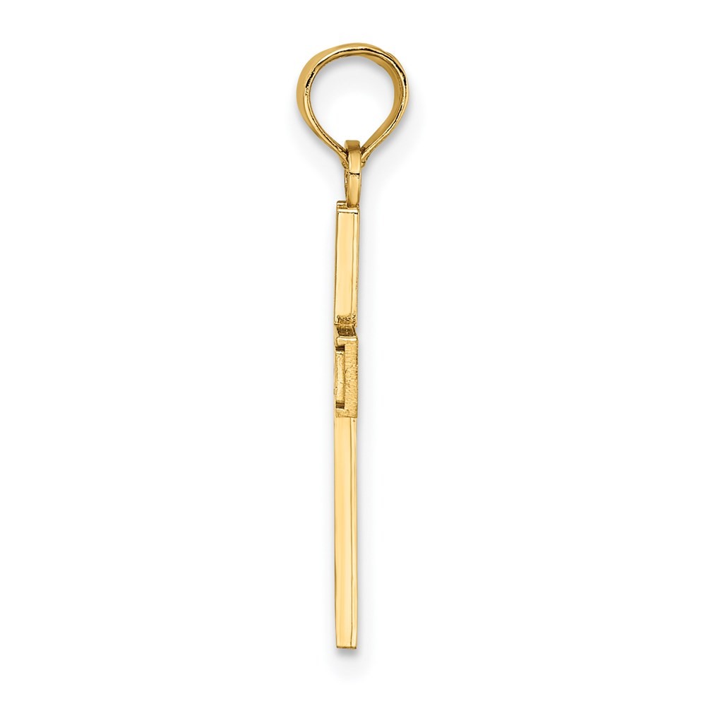 14k Yellow Gold RN Caduceus Cross Charm Pendant