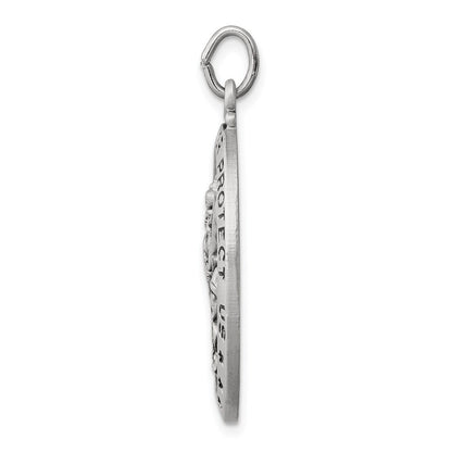 Sterling Silver Antiqued St. Christopher Medal Pendant