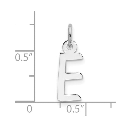 14k White Gold Slanted Block Letter E Initial Charm Pendant for Women