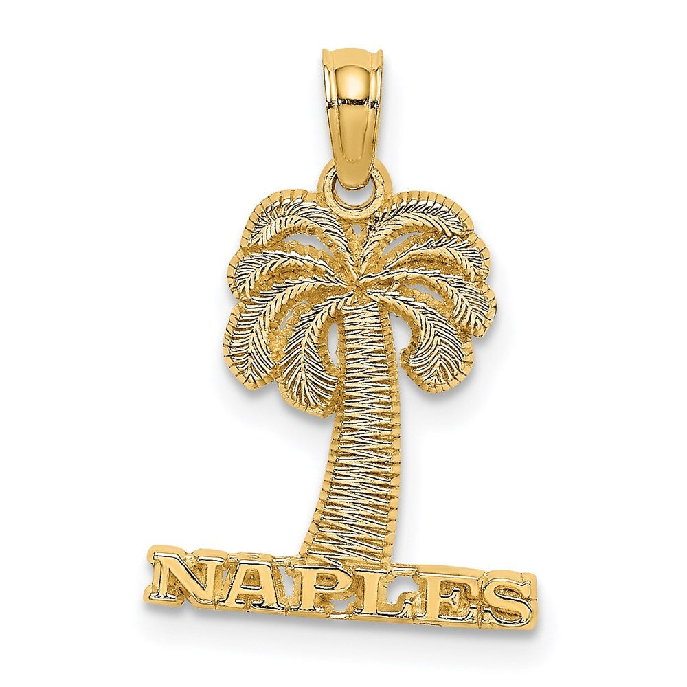 14k Yellow Gold NAPLES Palm Tree Charm Pendant for Women