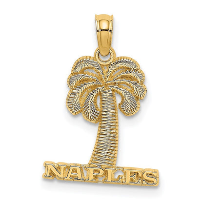 14k Yellow Gold NAPLES Palm Tree Charm Pendant for Women