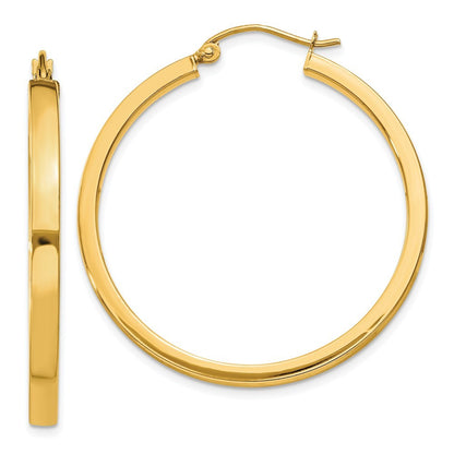 14k Yellow Gold Polished 2mm Rectangle Tube Hoop