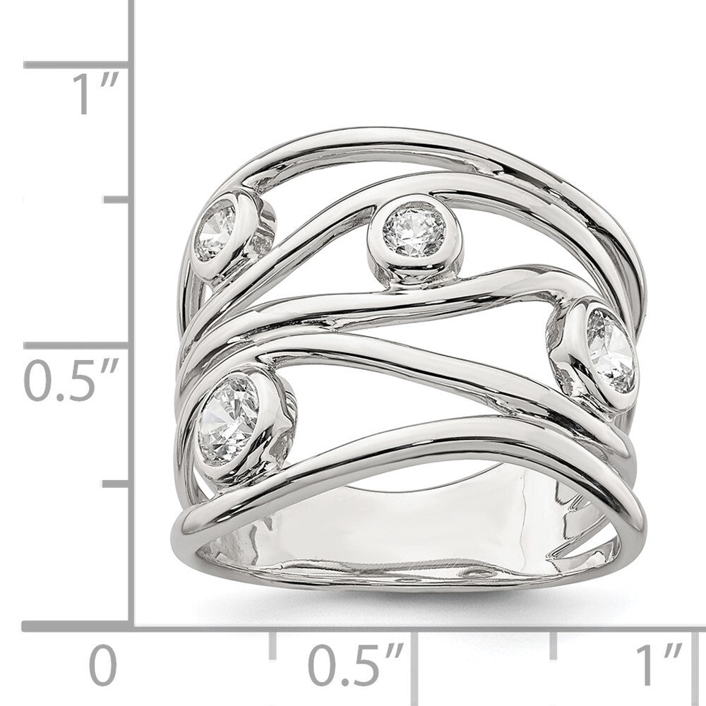 Sterling Silver Fancy Cubic Zirconia Ring Size 8
