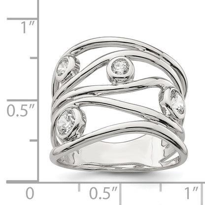 Sterling Silver Fancy Cubic Zirconia Ring Size 8