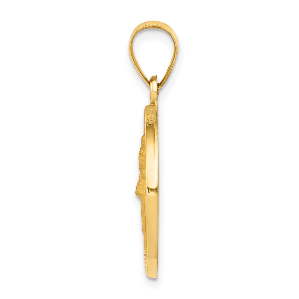 14k Yellow Gold Polished and Satin St Patrick Medal Hollow Pendant for Women