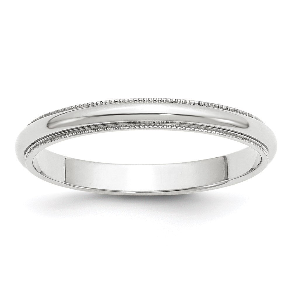 14k White Gold 3mm Milgrain Half Round Wedding Band Ring Size 7