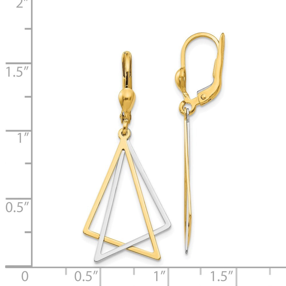 14k Two-tone Drop Dangle Drop Earrings