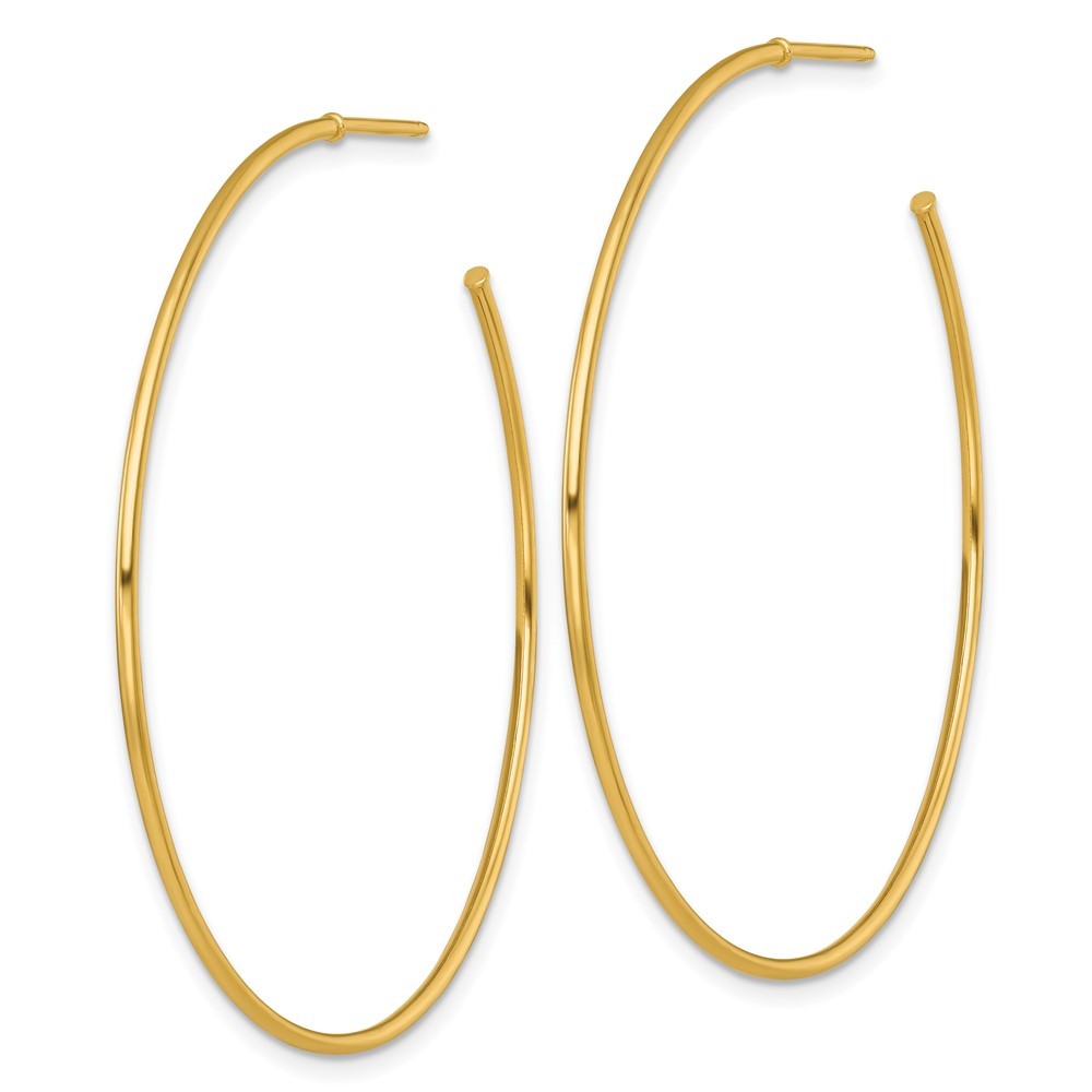 14k Yellow Gold Polished 1.2 x 50mm Solid C-Hoop Earrings