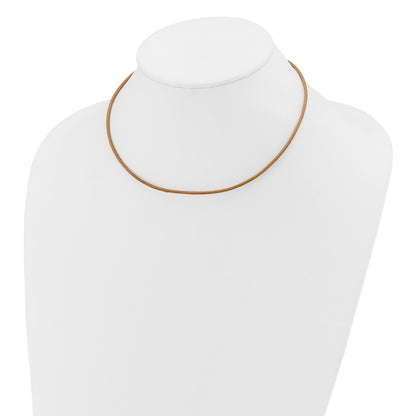 14k Yellow Gold Yellow Clasp 2mm 16 inch Natural Leather Cord Necklace