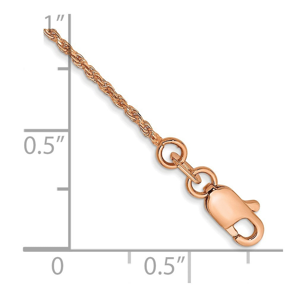 14K Rose Gold 7 inch 1mm Diamond-cut Man Made Rope Chain Bracelet