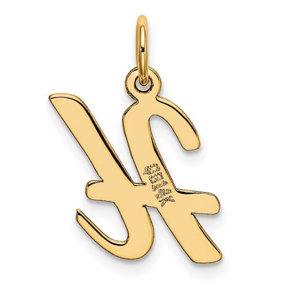 14k Yellow Gold Medium Script Letter H Initial Charm Pendant