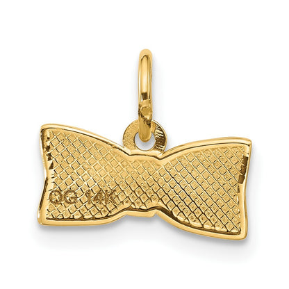 14k Yellow Gold Fancy Half Hair Bow Pendant for Women