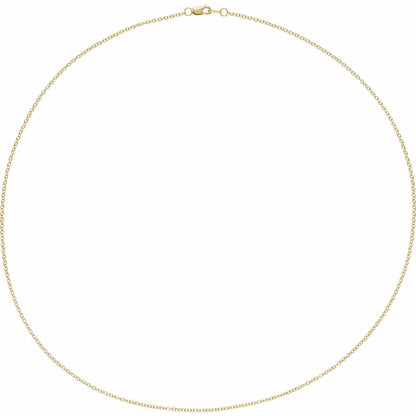 14k Yellow Gold 1.5 mm Cable 24" Chain Necklace Fine Gift for Women