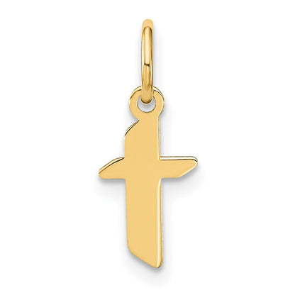 14k Yellow Gold Lowercase Letter T Initial Pendant for Women