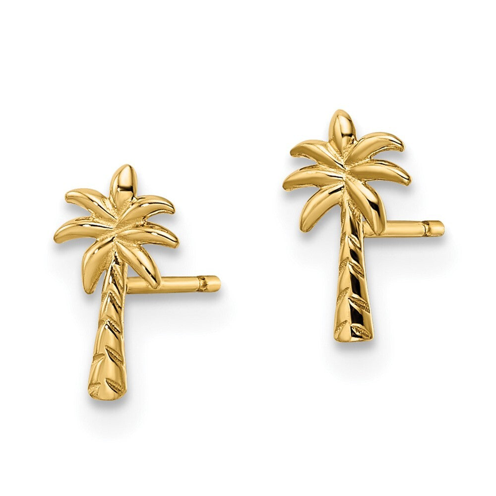 14k Yellow Gold Palm Tree Stud Earrings