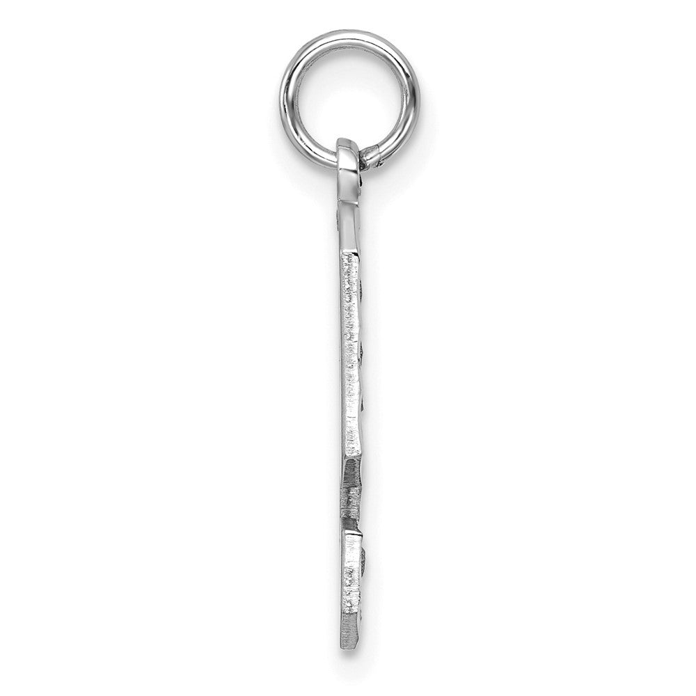 14K White Large Brushed Diamond-cut Number 9 Charm