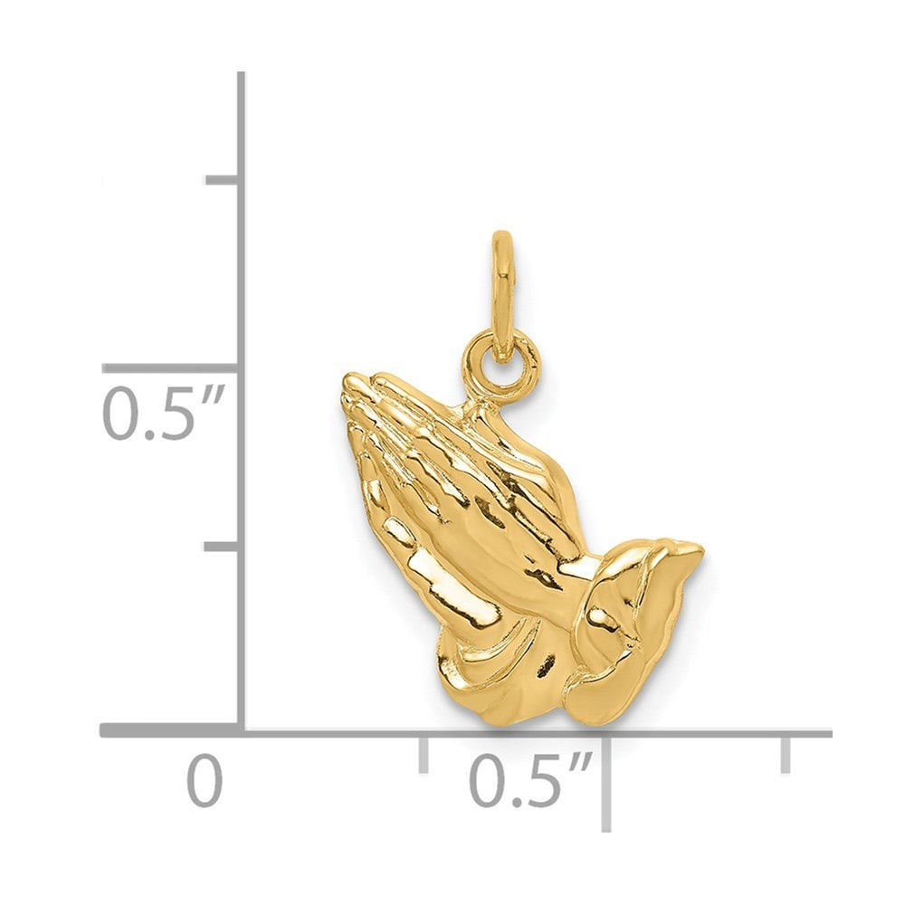 14k Yellow Gold Praying Hands Charm Pendant