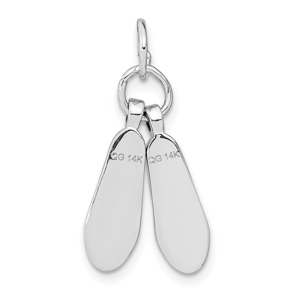 14k White Gold Solid Polished 3-D Moveable Ballet Slippers Charm Pendant