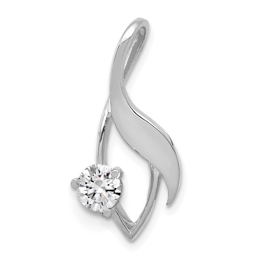14k White Gold Fancy 4mm Diamond Slide Pendant Mtg for Women