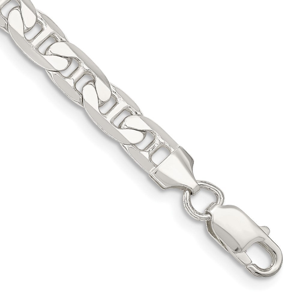 Sterling Silver 7mm Flat Anchor Chain Bracelet