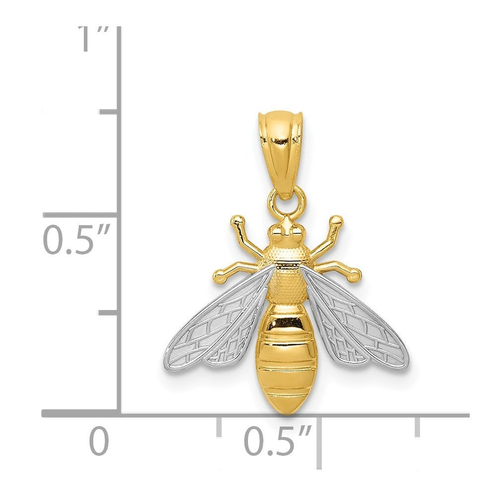 14k Yellow Gold w/Rhodium Bee Pendant