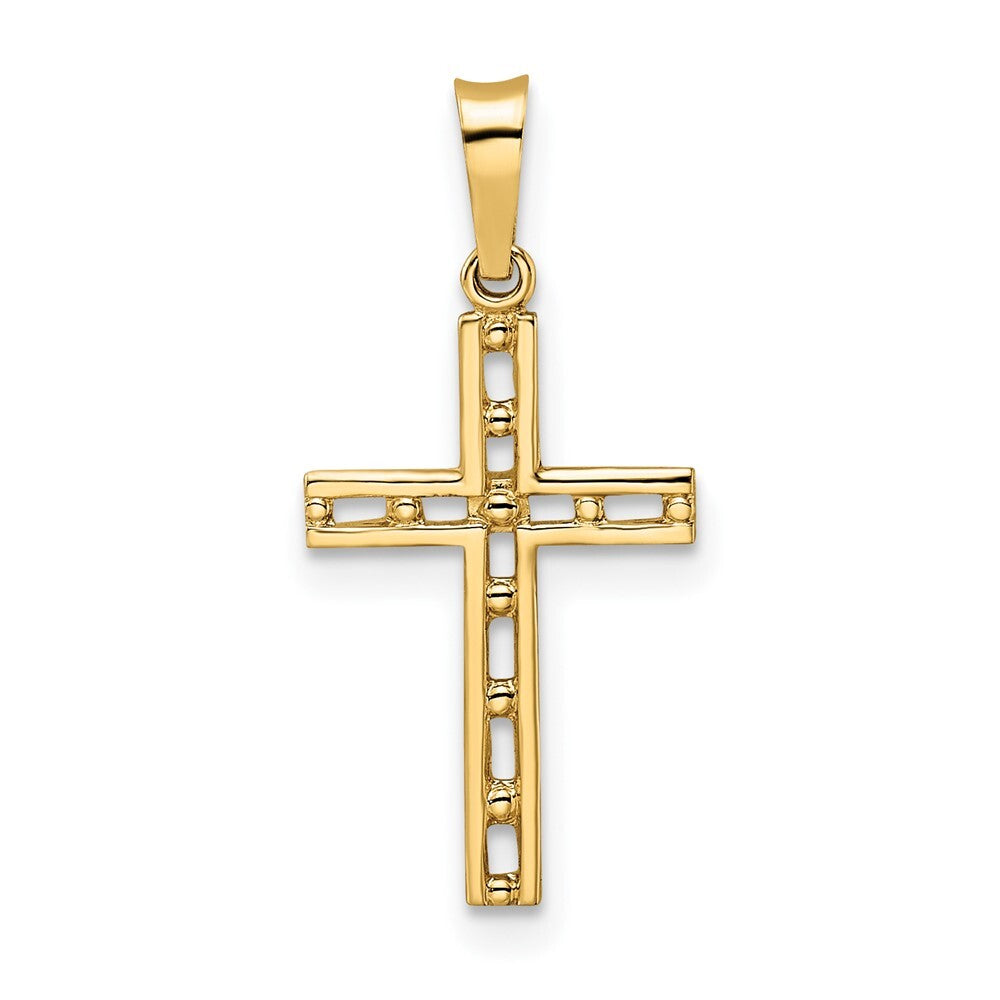 14k Yellow Gold Polished Solid Cross Pendant for Women