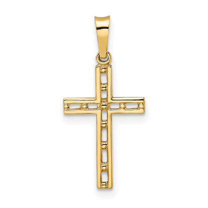 14k Yellow Gold Polished Solid Cross Pendant for Women