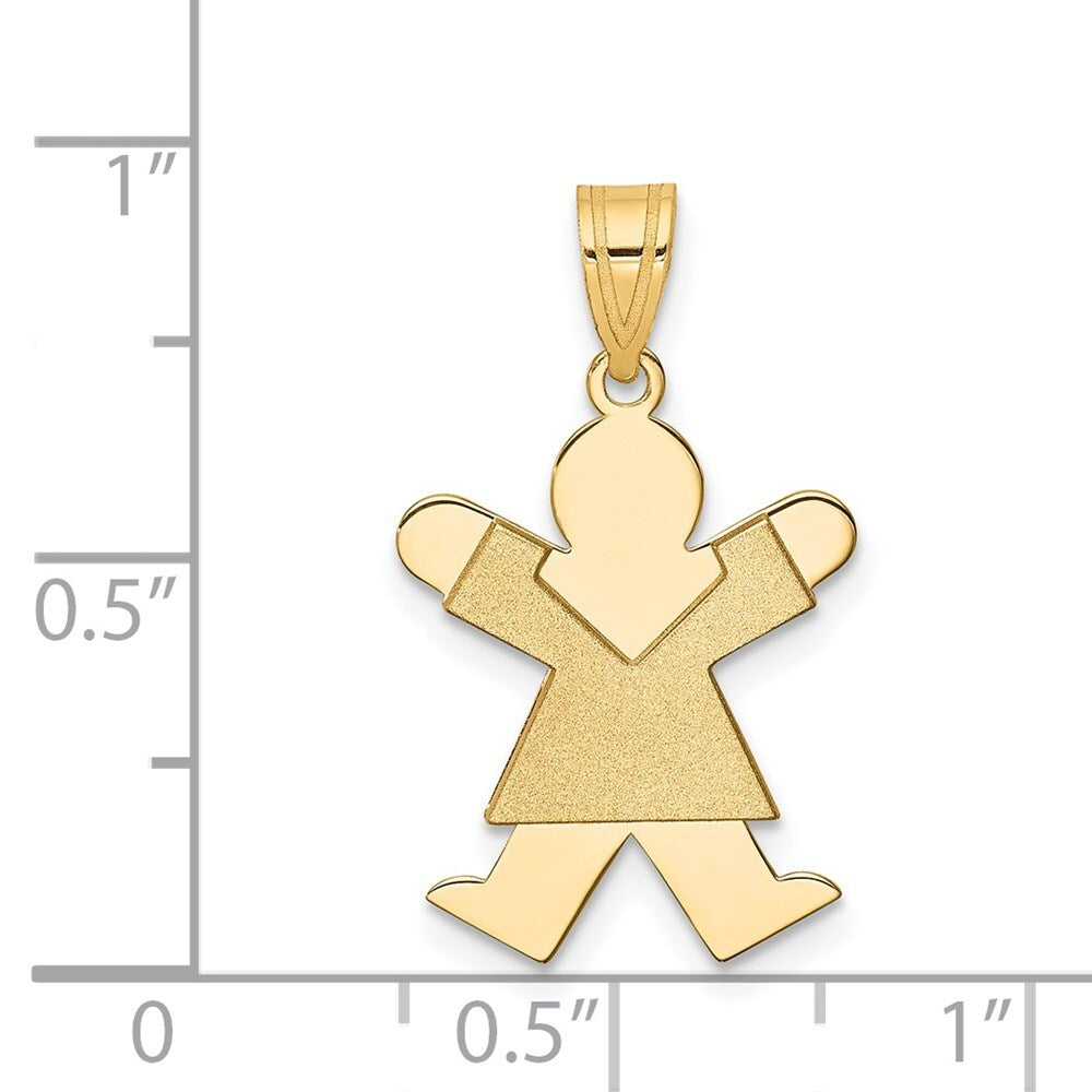 14k Yellow Gold Girl Charm Pendant for Women