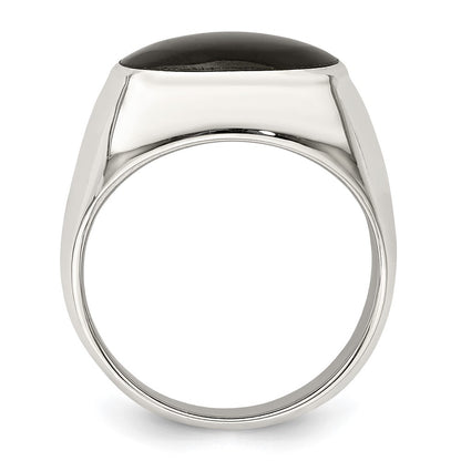 Sterling Silver Polished Black Onyx Ring Size 6