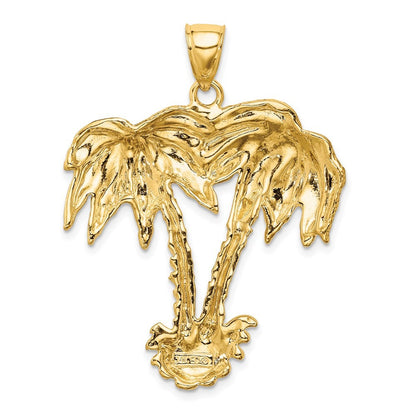 14k Yellow Gold 2-D Double Palm Trees Charm